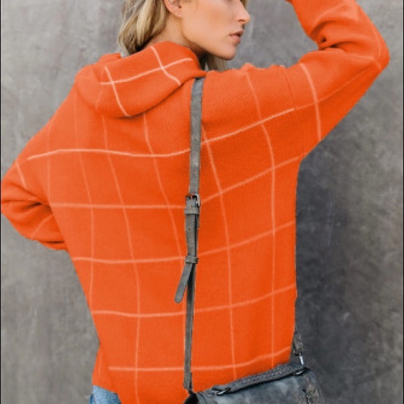 HOST PICK Orange Grid Pattern Turtleneck Sweater - Picture 3 of 9